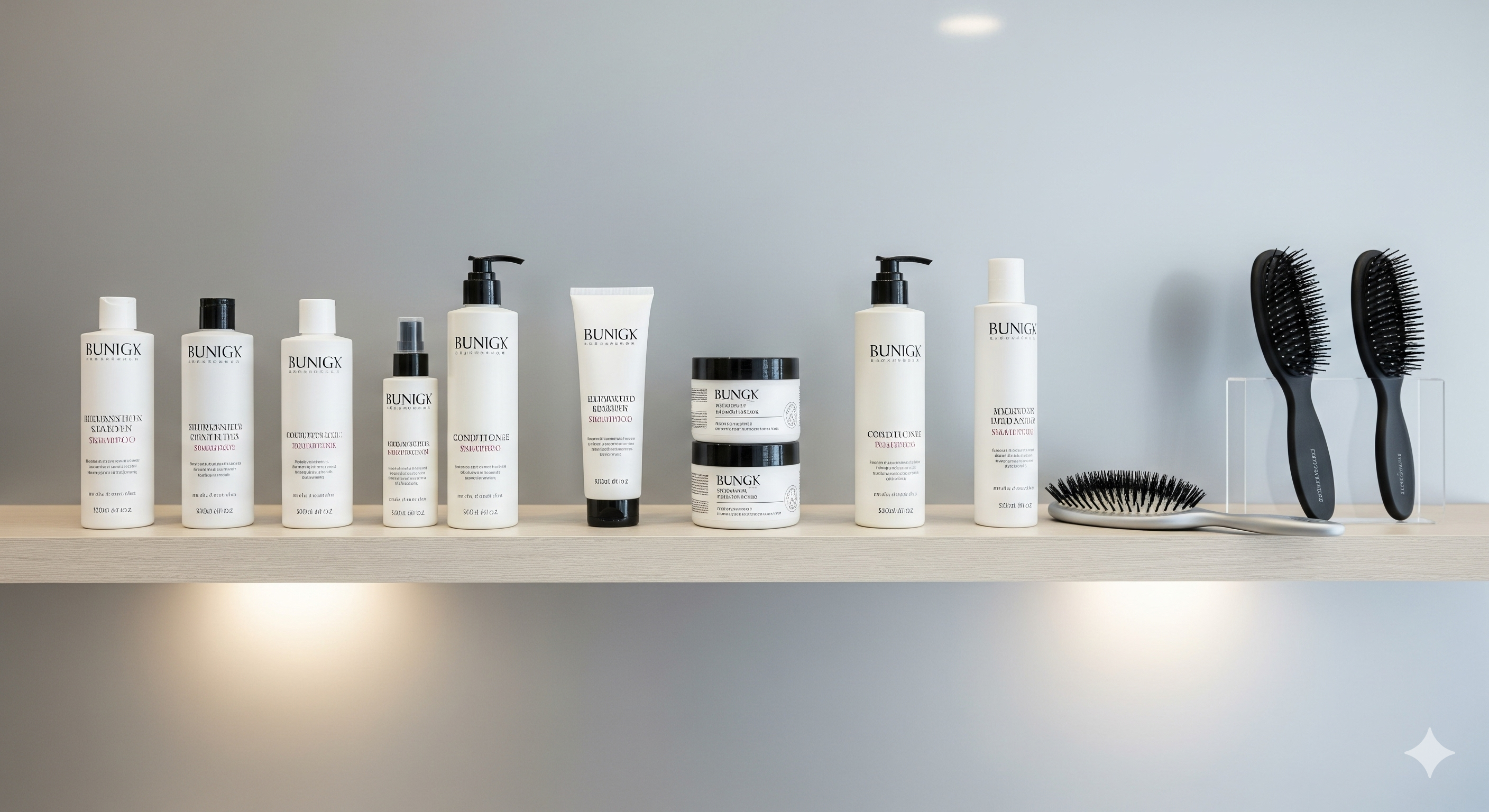 Scaffale con prodotti per capelli